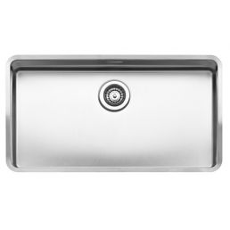 Yksialtainen ruostumaton teräksinen keittiöallas, malli Ohio 80x42 (L), mitat 840x460 mm.