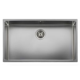 Suorakaiteen muotoinen ruostumattomasta teräksestä valmistettu keittiöallas, yksi suuri pesuallas, mitat 760x440 mm.