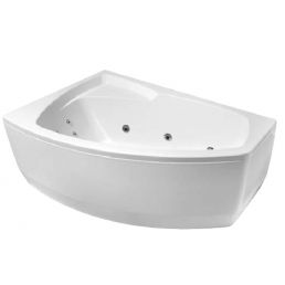 Vitt akrylbadkar Rhea med panel och ram, mått 1690x1180 mm, inkluderar vattenlås.