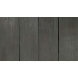 Grey-colored, impregnated spruce boards with a hot oil finish that enhances the wood's texture.