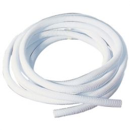 White corrugated tube D40, flexible and with a non-slip texture.
