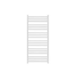 Valkoinen pyyhekuivain, koko 1480x500 mm, vaakasuorat putket, seinään kiinnitettävä malli.