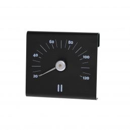 Black Rento sauna thermometer, analog display, measuring range 0 to 120 °C.