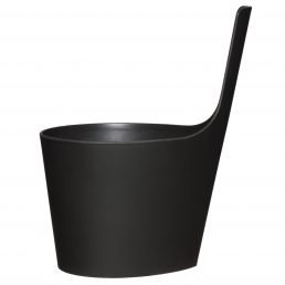 Black RENTO PISARA 5L sauna bucket with straight sides and a long handle.