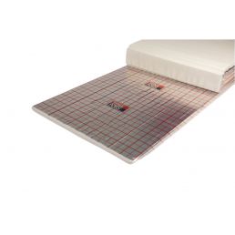 Vit och grå rutig golvuppvärmningsplatta, avsedd som bas för golvvärme.