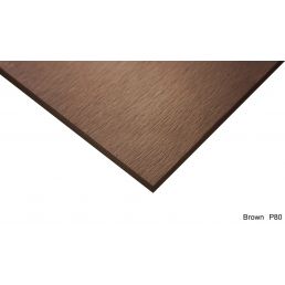 Brun rektangulär fibercementskiva med en slät yta och 8 mm tjocklek.