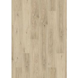 Vaaleanruskea laminaattilattia, jossa on tammen kuvio ja teksturoitu pinta.