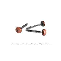 Tre metallskruvar med brunt runt huvud och svart gänga, var och en cirka 4,5x40 mm.