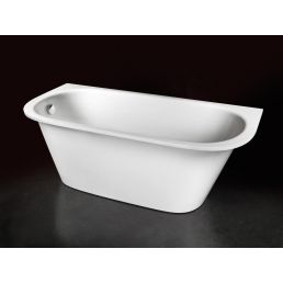 Vitt stenharzbadkar Vario L, mått 1680x750 mm, med rundade D-formade hörn.