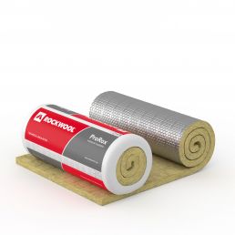 Rockwool fire protection mesh mat Prorox WM960 Alu, presented in two rolls with silver and red details.