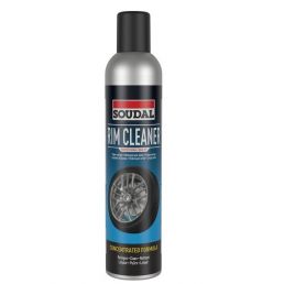 Gray 400 ml Soudal rim cleaner spray can with an image of a car rim on the label.
