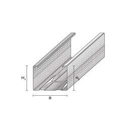 Metallist vertikaalprofiilid VP 95/40, laius 95 mm, kõrgus 40 mm, saadaval pikkustes 2,6 kuni 4 meetrit, graafiline esitus.