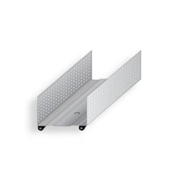 Valge akustiline horisontaalprofiil kahe torutihendiga ja ratastega, 3 meetrit pikk.