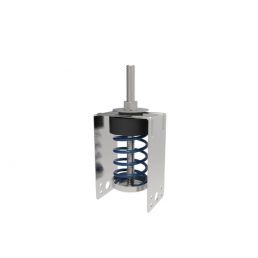 The adjustable Vibro-SH vibration dampener features a metal frame, rubber element, and blue spring for structural vibration isolation.