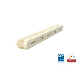 Pikk helepruun risttahukakujuline ehitusdetail kirjaga 