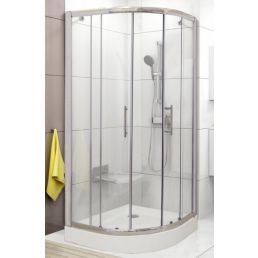 Dušinurk XP1CP4-90, mõõtmed 900x900 mm, raadius 550 mm, kõrgus 1900 mm, läikiv raam ja selge klaas.