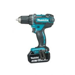 Blå och svart Makita DDF482RMJ batteridriven borr med två batterier.