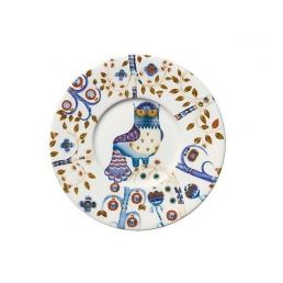 15 cm vit Iittala Taika-tallrik med en färgstark dekorerad kant och en bild av en mytisk varelse i mitten.