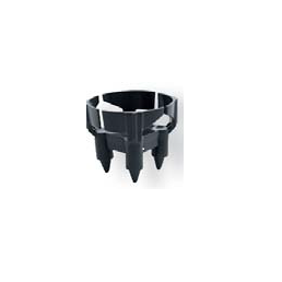 Black plastic support for strong surfaces with sharp ends and multiple reinforcement ribs.