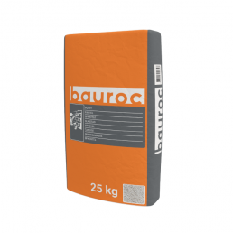 25 kg oranž pakend bauroc PAHTEL ehitusseguga, mustade detailide ja tootenimega.