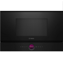 Svart inbyggd mikrovågsugn från Bosch med pekskärm.