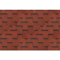 Röda bitumen takpannor Akkord med geometriskt mönster.