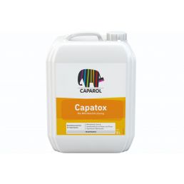 10L white canister of microbiocide solution. The product name Capatox is on an orange background. The canister is rectangular and comes with a cap.