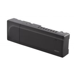 Musta Uponor Smatrix BASE PRO X-147 BUS -ohjain, jossa on kuusi kanavaa ja johdot.