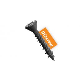 Must heliisolatsioonikruvi DCscrew, suurus 3,9 x 19 mm, oranži etiketiga.