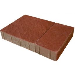 Röd gatsten, sömlös design. Storlek: 200x100x80 mm, paketet innehåller 6,7 m².