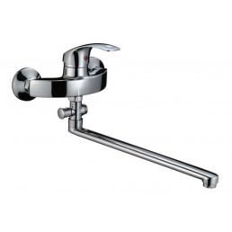 Harma Armonie shower/bath mixer with a long spout, shiny chrome finish.