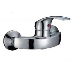 Harma Armonie 1204C wall-mounted shower mixer with a chrome finish, a curved lever, and a red marking.