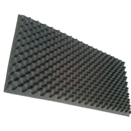 Black acoustic panel with an eggshell pyramid pattern, dimensions 100x200x3.5 cm.