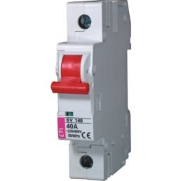 Hall ja valge ETI pealüliti, millel on punane käepide ja tehnilised andmed küljel.