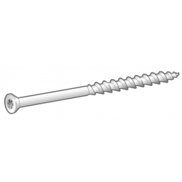 Valkoinen kevytbetoniruuvi upotetulla kannalla ja Tulekaitseplaat C4-suojauksella, koko 8x130 mm, 50 kpl pakkaus.