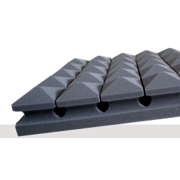 Gray Gyza Raster acoustic panel with a triangular pattern, measuring 50x50x7.5 cm.