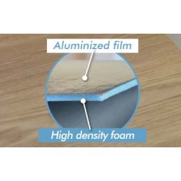 Tulekaitseplaat Alumiiniumfooliumi ja kõrge tihedusega vahu detailid laminaat- ja puitpõrandate aluskihil.