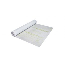 Valge INTELLO X PLUS 1,5x50m rull auru- ja õhutõkke jaoks, mõõtmetega 75 m², sobib puistevilladele.