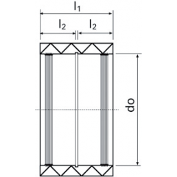 Isolerad ventilationsrörskoppling, 100mm i diameter, bestående av två delar med symmetriska rektangulära mönster på varje del.