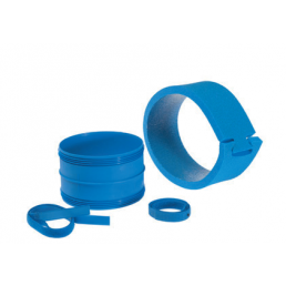 Blå, 125mm isolerad ventilationskoppling med klämring och tätningar.
