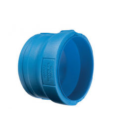 Blå isolerad plastadapter, storlekar 160-125mm, märkt med text.
