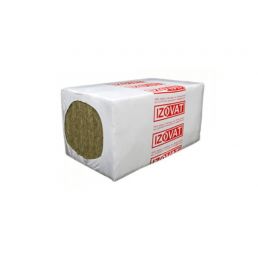 Valkoisessa pakkauksessa rullattu kivivilla Izovat, koko 600x1000x50 mm, 2,4 m² per pakkaus, tuotetiedot.