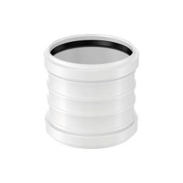 White Uponor Decibel double sleeve, 50 mm in size, with a black inner seal.