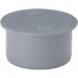 Ümmargune hall plastist kanalisatsioonikork sileda pinnaga, mõeldud toruotsa sulgemiseks.