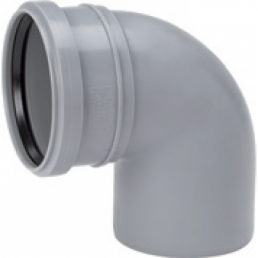 Harmaa viemärikaari 88,5° kulmalla, sisältää liitososan.