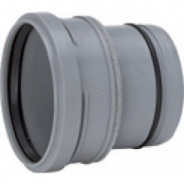 Hallist plastist kanalisatsiooni remontmuhv, silindrilise kujuga, kahe tihendusrõngaga lühikestel otstel.