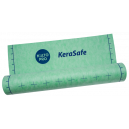 Roheline, 1x30m suurusega Kiilto KeraSafe + kangas, millel on sinine logo ja ristkülikukujulised mustrid.
