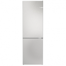 Silverfärgad Bosch KGN362LDF kylskåp med frysfack längst ner. Modern design och energibesparande teknik.