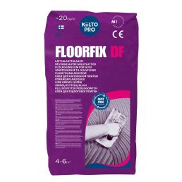 20 kg Kiilto Pro Floorfix DF plaatimissegu, lillakas pakend, tolmuvaba ja kiiresti kõvastuv segu. See on kasutamiseks sise- ja välistöödel.