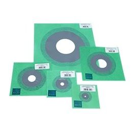 Gröna fyrkantiga förstärkningsplattor med grå tätningsringar och runda öppningar i mitten.